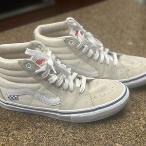 Vans Off-White/Tan Sk8-Hi Classic Skate Sneakers